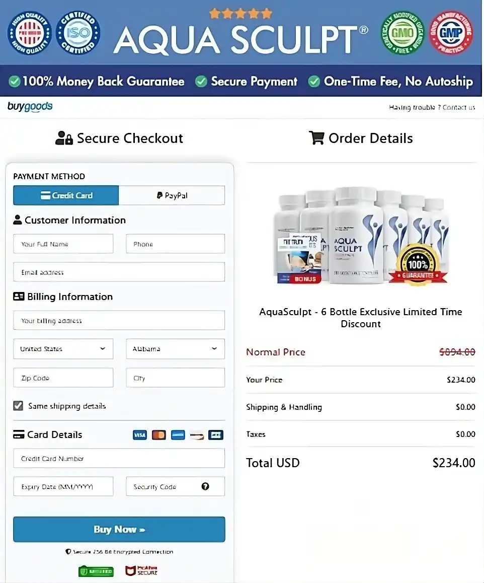 AquaSculpt AquaSculpt Order Page